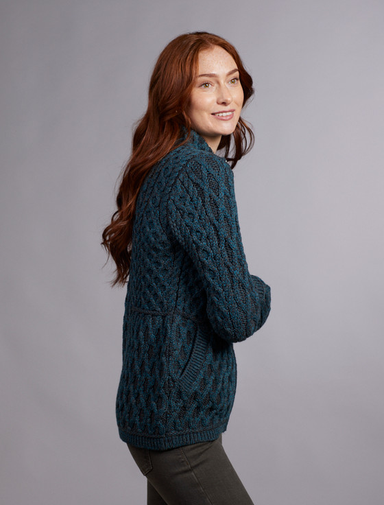 Aran Cashmere Plated Cardigan With Celtic Zip