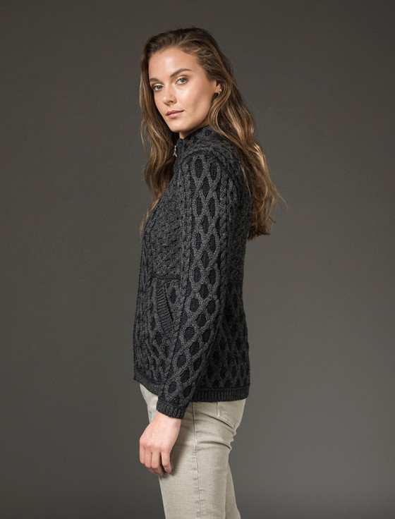 Aran Cashmere Plated Cardigan With Celtic Zip‎‎‎‎
