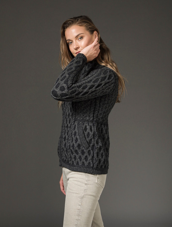 Aran Cashmere Plated Cardigan With Celtic Zip‎‎‎‎