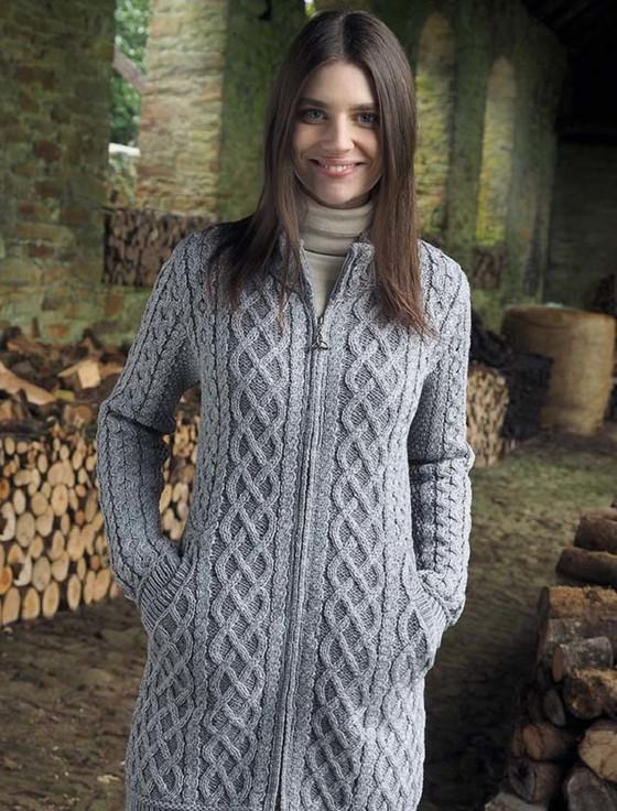 Aran Cashmere Plated Coat With Celtic Zip