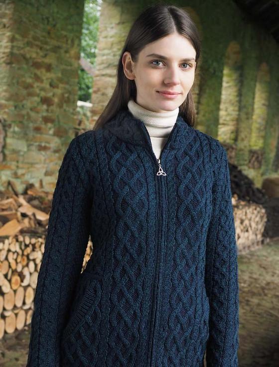 Aran Cashmere Plated Coat With Celtic Zip