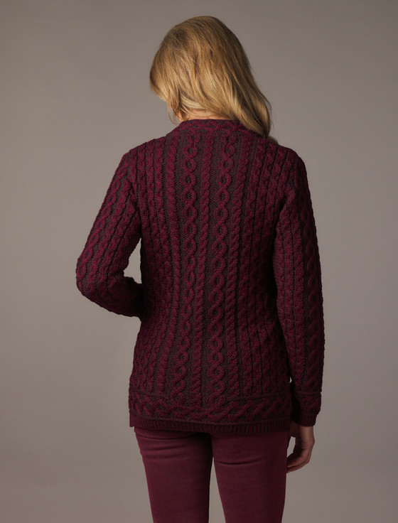Aran Cashmere Plated Zip Aran Cardigan
