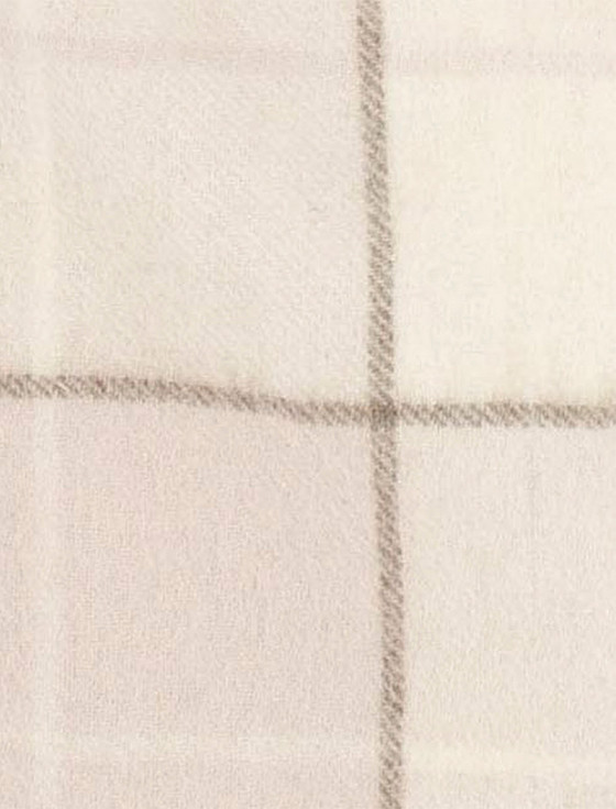 Aran Cashmere Pure Wool Tartan Check Scarf - Natural