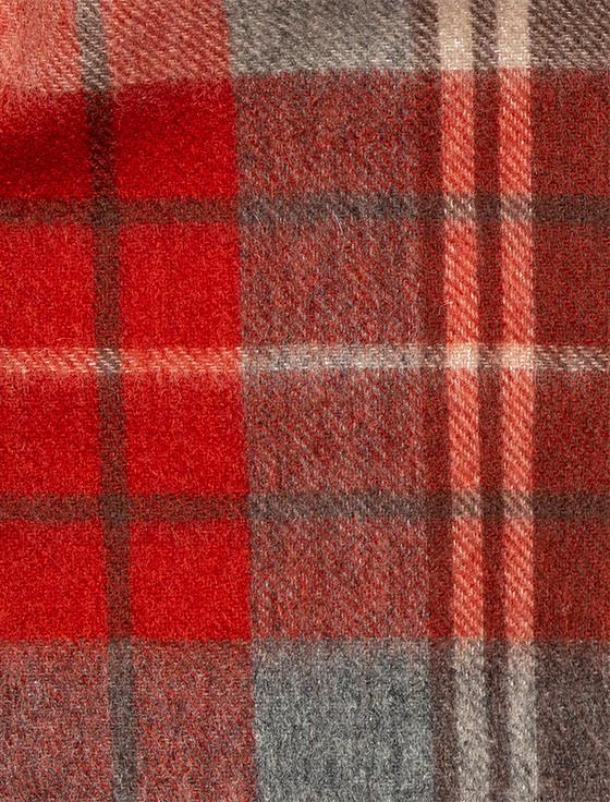 Aran Cashmere Pure Wool Tartan Check Scarf - Russet