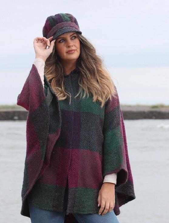 Aran Cashmere Rachel Button Up Cape - Multi-Mulberry