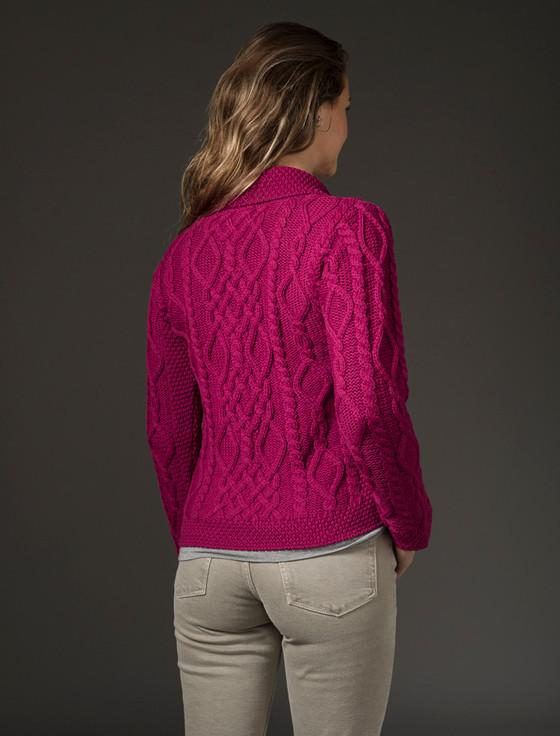 Aran Cashmere Revere Button Collar Aran Cardigan‎‎‎‎‎‎‎‎