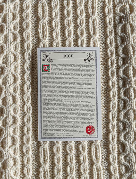 Aran Cashmere Rice Clan Aran Throw