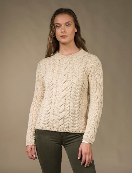 Aran Cashmere Rope Cable Crew Aran Sweater