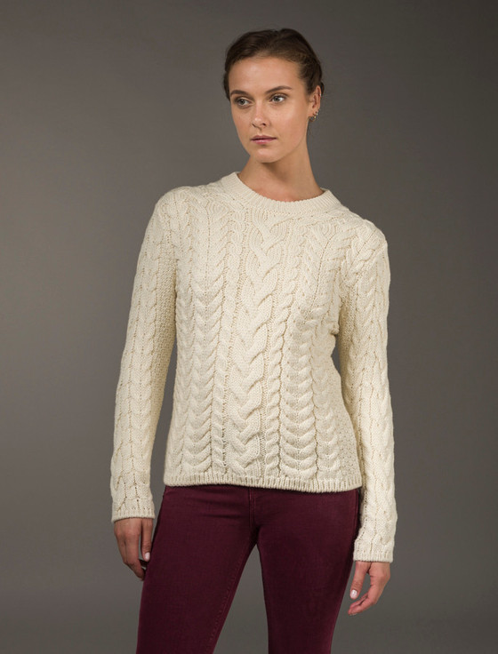 Aran Cashmere Rope Cable Crew Aran Sweater‎‎‎‎‎