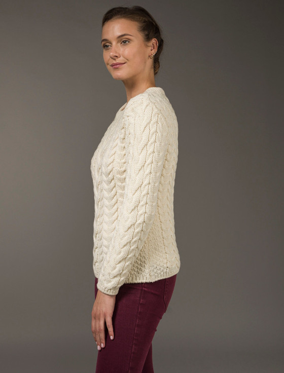 Aran Cashmere Rope Cable Crew Aran Sweater‎‎‎‎‎