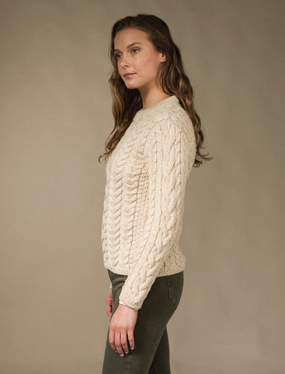 Aran Cashmere Rope Cable Crew Aran Sweater