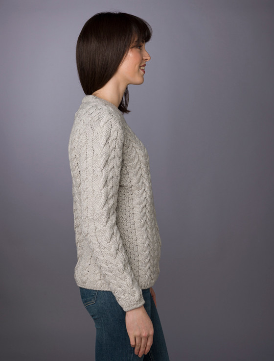 Aran Cashmere Rope Cable Crew Aran Sweater‎‎