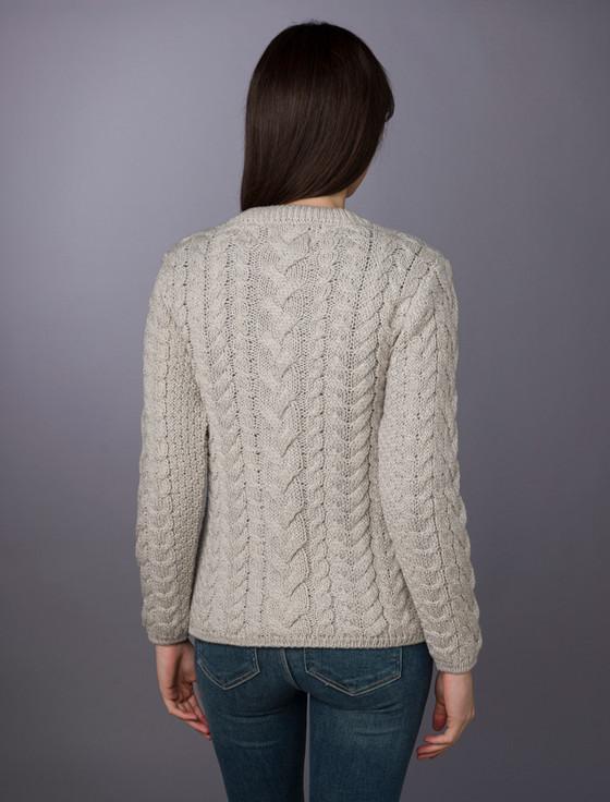 Aran Cashmere Rope Cable Crew Aran Sweater‎‎