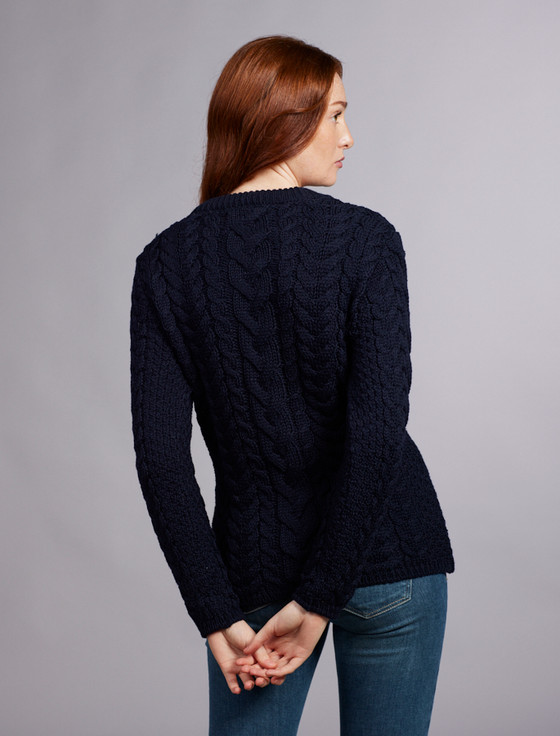 Aran Cashmere Rope Cable Crew Aran Sweater