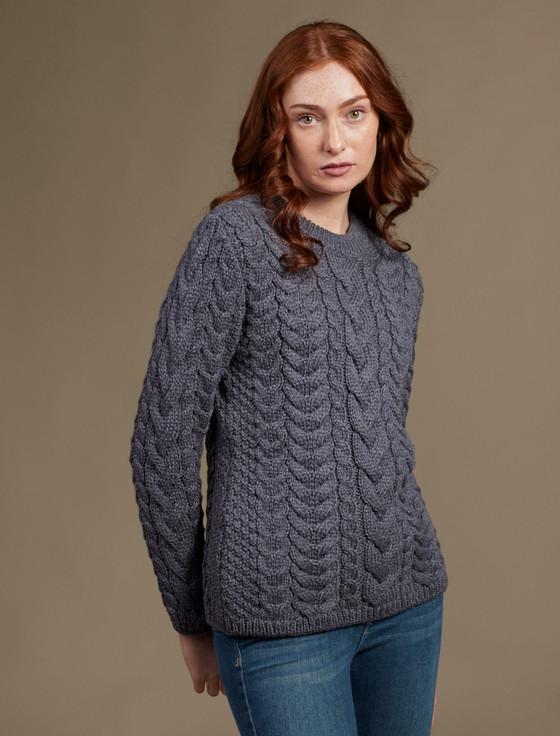 Aran Cashmere Rope Cable Crew Aran Sweater