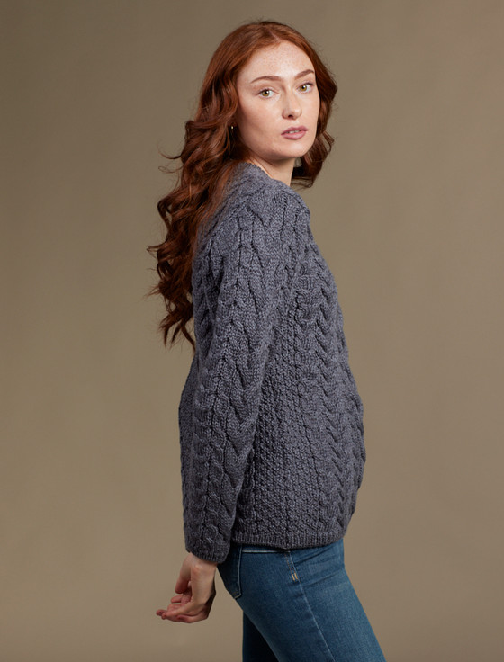 Aran Cashmere Rope Cable Crew Aran Sweater