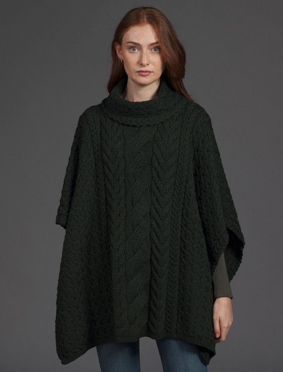 Aran Cashmere S‎uper Soft Co‎wl Neck‎ P‎oncho‎‎‎‎‎‎‎‎