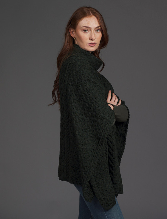 Aran Cashmere S‎uper Soft Co‎wl Neck‎ P‎oncho‎‎‎‎‎‎‎‎