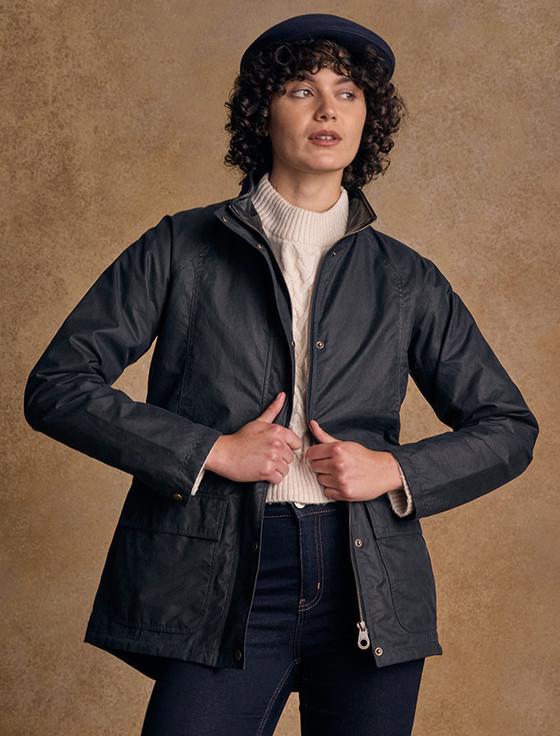 Aran Cashmere Sally Ladies Waterproof Jacket - Navy