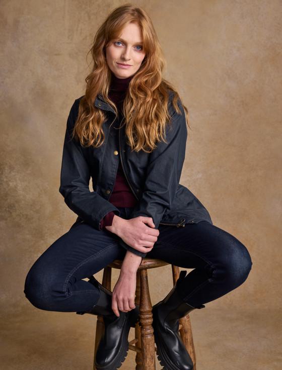 aran cashmere Sally Ladies Waterproof Jacket - Navy