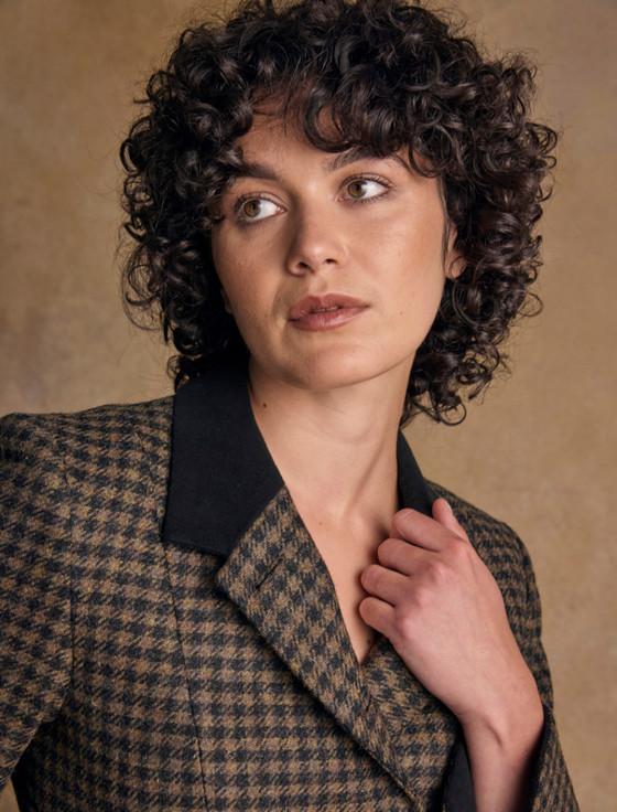 Aran Cashmere Sasha Tweed Blazer - Earth Check