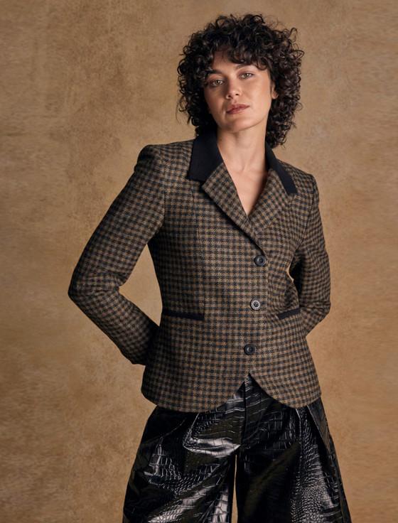 Aran Cashmere Sasha Tweed Blazer - Earth Check