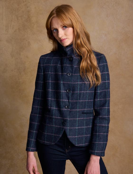 Aran Cashmere Sasha Tweed Blazer ��?? Navy Dreamer
