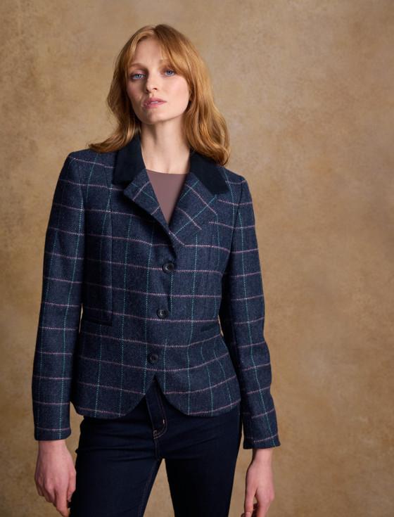 aran cashmere Sasha Tweed Blazer ��?? Navy Dreamer