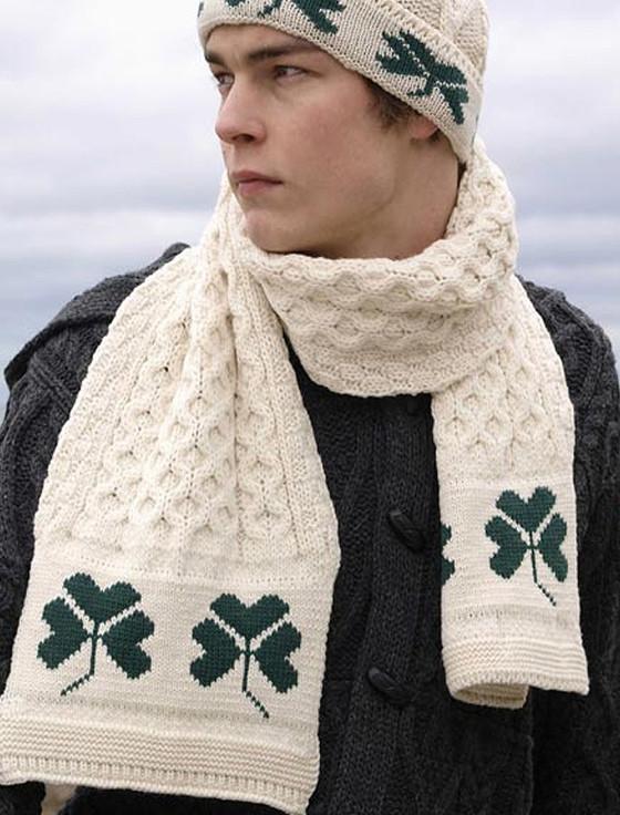 Aran Cashmere Shamrock Merino Wool Scarf