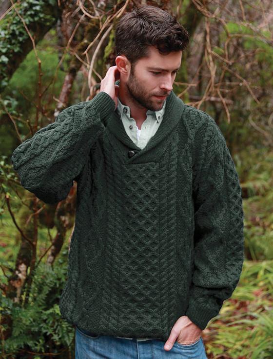 Aran Cashmere ‎Shawl Neck Ho‎n‎eycomb Sweater