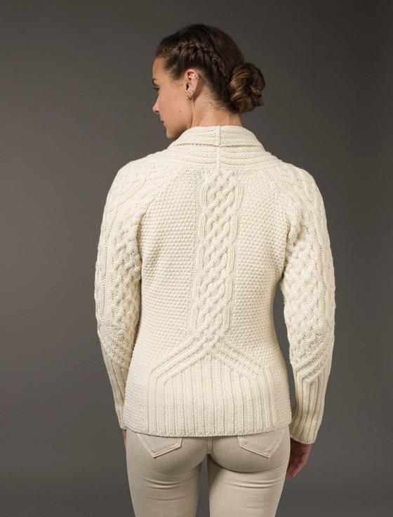 Aran Cashmere Shawl Neck Two-Tone Merino Cardigan‎‎‎‎