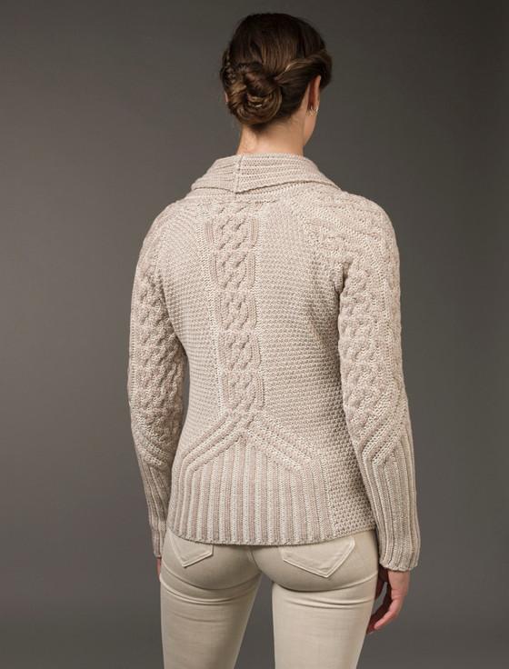 Aran Cashmere Shawl Neck Two-Tone Merino Cardigan‎‎‎