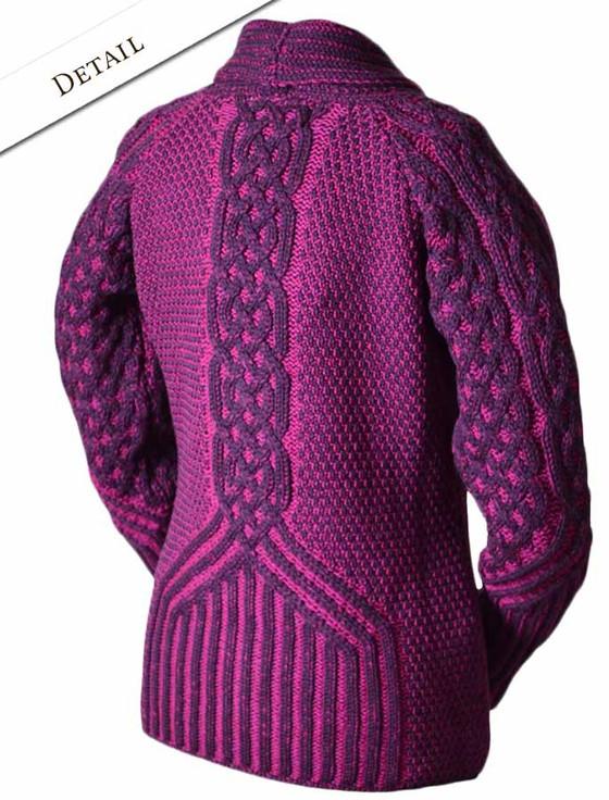 Aran Cashmere Shawl Neck Two-Tone Merino Cardigan‎‎‎‎‎‎‎‎