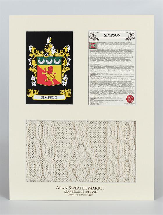 Aran Cashmere Simpson Clan Aran & History Display