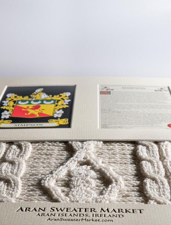 Aran Cashmere Simpson Clan Aran & History Display