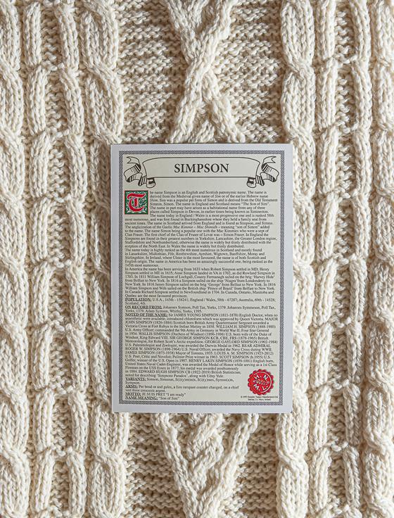 Aran Cashmere Simpson Clan Aran Throw
