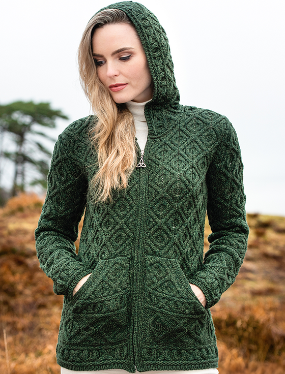 Aran Cashmere Skellig Hooded Aran Cardigan