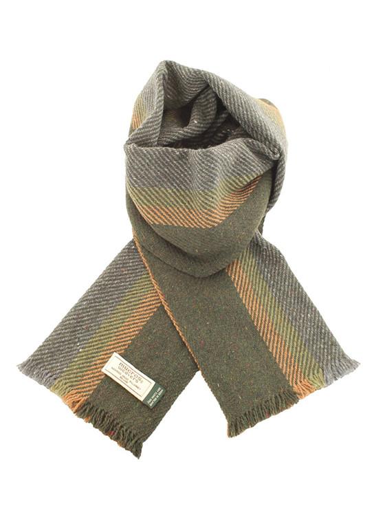 Aran Cashmere Soft Donegal Wool Scarf - Green & Brown
