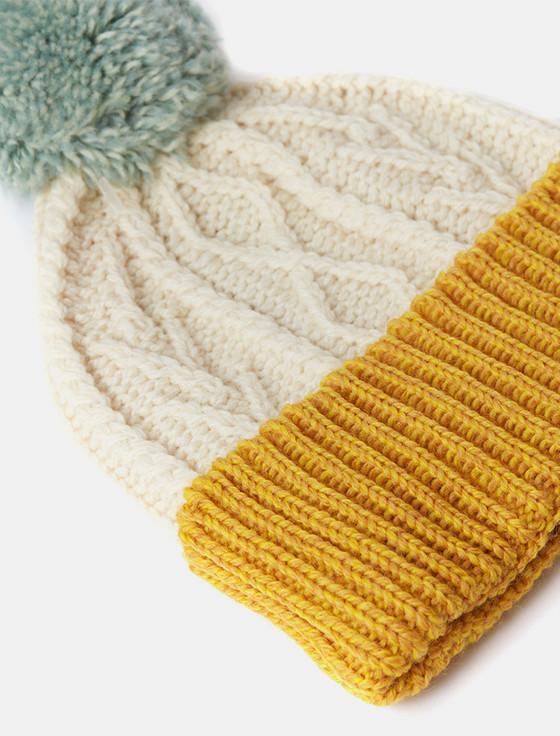 Aran Cashmere Soft Merino Wool Two Tone Bobble Hat