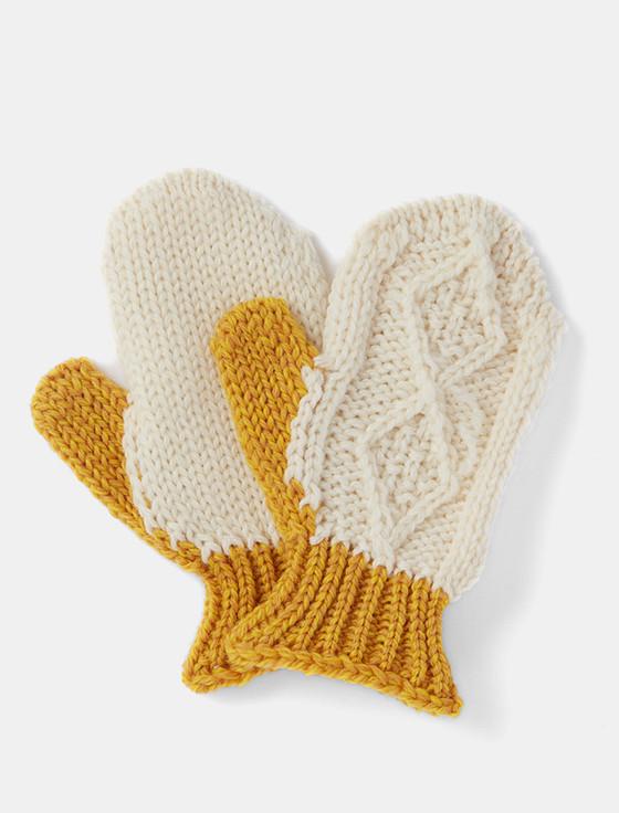 Aran Cashmere Soft Merino Wool Two Tone Mittens