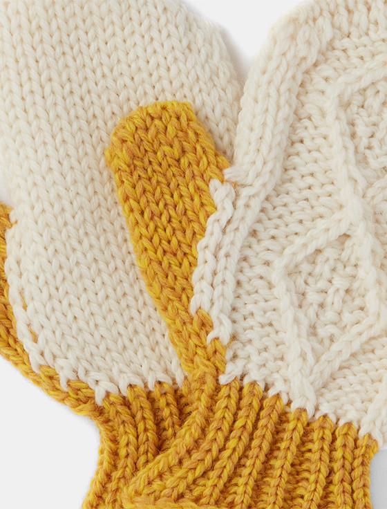 Aran Cashmere Soft Merino Wool Two Tone Mittens