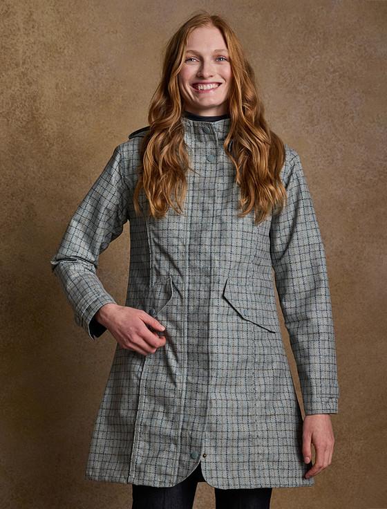 Aran Cashmere Sophia Waterproof Coat - Jade Check