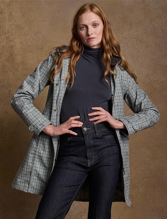 Aran Cashmere Sophia Waterproof Coat - Jade Check
