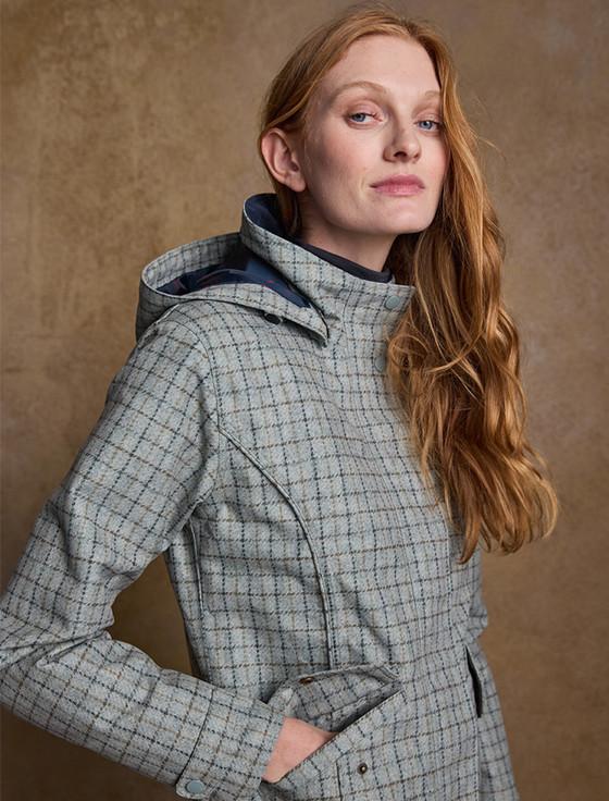Aran Cashmere Sophia Waterproof Coat - Jade Check