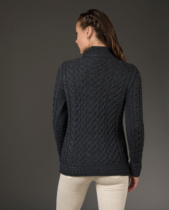 Aran Cashmere Super Soft Polo Neck Aran Sweater