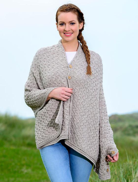 Aran Cashmere Super S‎oft Trellis Ponc‎ho‎‎