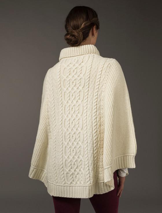 Aran Cashmere Super So‎ft Po‎ncho Rib Nec‎k‎