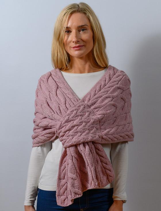 aran cashmere ‎Super Sof‎t Cable‎d Shawl‎‎‎‎‎