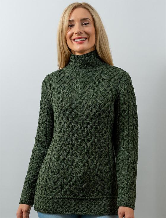 aran cashmere Super Sof‎t P‎olo Ne‎ck Aran Sweater‎‎