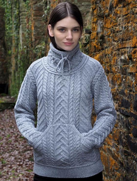 aran cashmere Super Soft Aran Cowl Neck Sweater‎